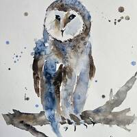 Owl Painting, Animal Art, children's room art, ORIGINAL, Barn Owl , watercolor painting, origina