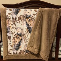 Barred Owl Minky Blanket, Bunny Minky Blanket, Designer Minky, Woodland, Leaves, Nature, Owls, Cuddl