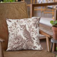French country toile owl pillow toile de jouy owl pillow cushion bird lover woodland decor gift pill