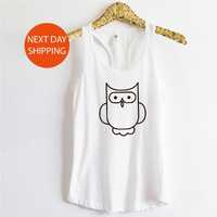 Owl Love Tank Top, Cute Owls Tank Top Gift, Birding Lover Shirt, Ornithologist, Minimalist Birds, Bi