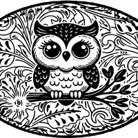 Tooled Leather Hat Patch File with OWL. PNG and JPG
