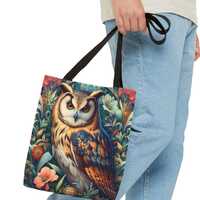 Floral Owl Tote Bag, William Morris Style Animal Print
