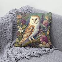 Barn Owl Pillow William Morris Inspired Cottagecore Floral Throw Cushion Forest Owl Pillow Rustic Bo