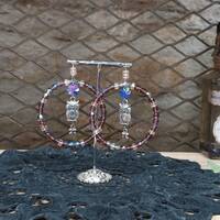 Grandes créoles en perles, perles hiboux, upcycling de bijoux, créoles, créoles