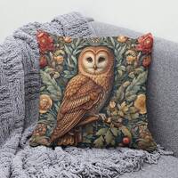 Forest Owl Pillow William Morris Inspired Cottagecore Throw Cushion Brown Owl Throw Pillow Rustic Bo