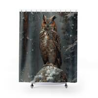 Great horned Owl in Forest in the Winter Snow- Vintage Oil Painting, Owl Wall Art, Woodland Print, B