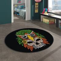 Black Skull Carpet, Owl Rug, Owl Flower Rug,Animal Print Rug,Skull Rug,Skull Pattern Rug, Skull Deco