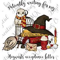 Red Wizard, Patiently Waiting Letter W/Owl,  PNG File, 300 dpi, Decal, Instant Download