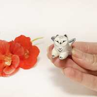 Baby owl griffin figurine Snowy gryphon sculpture TO ORDER Tiny clay animal statue Cat griffin mini 