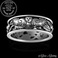 Owl Wedding Band, Mens Sterling Flying Owl Ring, Silver Barn Owl Wedding Ring, Woodland Bird Nature 