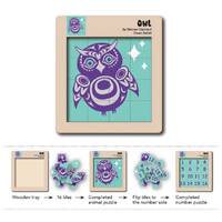 Coast Salish First Nation 'Owl' Double-Sided Wooden Tile Child Puzzle Indigenous Native Art