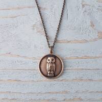 Engraved Owl Pendant Necklace: Solid Bronze Charm, Personalized Jewelry