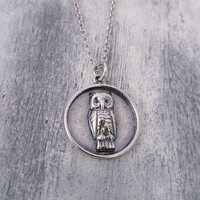 Silver Owl Necklace Custom Engraved Charm: Sterling Silver Pendant, Wisdom Symbol | Personalized Jew