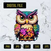 Rainbow Owl svg, eps, png, jpg, and dxf Digital Download