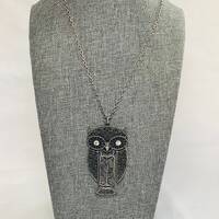 Vintage Owl Flower Pendant Necklace Designer Jewelry Silver Stone Chain Bird Rhinestone Eyes Flower 