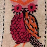 Vintage Owl Latch Hook Rug 1960s Kitschy Wall Hanging 1970s Psychedelic Kit