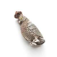 Novelty Continental Silver Ruby Owl Vesta Match Safe Figurine