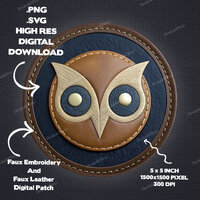 Owl Sublimation Leather Patch, Digital Download PNG And SVG Files, Colorful Owl Sublimation Design, 