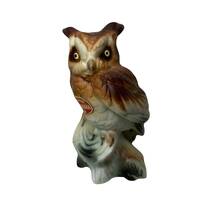 Vintage Horned Owl Perched On A Log Figurine Bone Chine Made In Japan