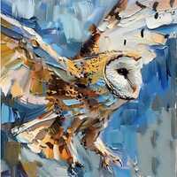 White Barn Owl Original Oil Painting on Canvas Farm Animals Original Fine Art Birds Impasto Artwork 