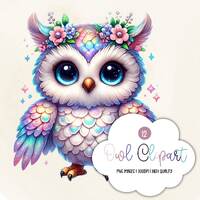 12 PNG, Owl Clipart bundle, Sparkling Owl Sublimation Clipart, Colorful Owls, Owl artwork, Owl print