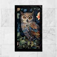 Owl Bath, Face, Hand Towel, William Morris Inspired Bird of Prey, Enchanted Fairycore, Rustic Mediev