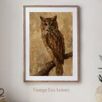 Vintage Owl Oil Painting, Bird Portrait Artwork, High Quality Printable Wall Art, Digital Download,
