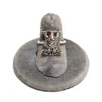Vintage 70s Sarah Coventry owl ring purple rhinestone eyes silver tone 1974 Nocturne adjustable size