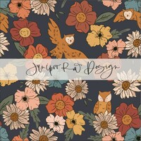Fall Owl Seamless file, Cute Bird pattern, Repeating Fall Pattern, Autumn Floral Design, Fall Flower