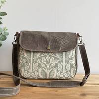 Owl and Oak Tree Waxed Canvas Small Messenger Bag - Satchel - Flap Canvas Bag - Cross Body - Screen 