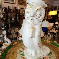 Vintage Large Ceramic Owl Wearing A Graduation Cap And Holding Books Under Its Wing | Made in Italy