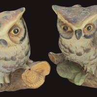 Vintage Ceramic Pair of Owl Figurines, Decorative Home Decor Set of 2