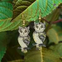 Perched Owl Earrings, Owl Earrings, Metal Owl Earrings, Fall Earrings, Autum Earrings, Wise Owl Earr
