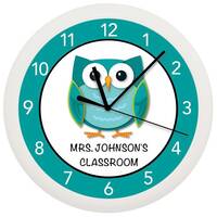 Personalized Owl Wall Clock - Teacher Classroom