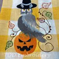 Halloween Owl Embroidery Design: Jack O Lantern, (Digital Download)