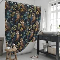 Treetop Owls Forestcore Bath Shower Curtain with C-shaped Hooks 72" x 72", witchy nature d