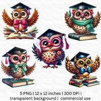 Adorable Academic Owl PNG, Cute Graduation Clipart, Scholar Owl Digital Art for Teachers, Students, 
