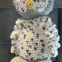 Crochet Amigurumi Owl with 3D feathers and tail, reusable gift bag & tissue paper. All you will