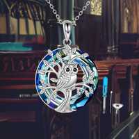 Owl Urn Necklace for Ashes with Abalone Shell 925 Sterling Silver Memorial Jewelry For Women