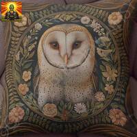 William Morris Barn Owl Pillow, full pillow or case only, Spun Polyester or Faux Suede, decorative b