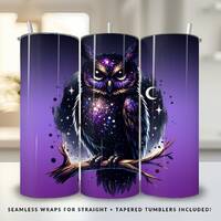 Goth Halloween Owl Tumbler Wrap Spooky Season PNG Fall Sublimation 20oz Skinny Purple Tumbler Wrap G