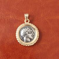 Athena Owl Pendant: Sterling Silver Greek Coin Jewelry