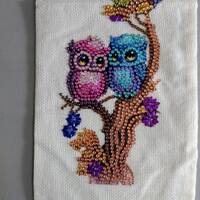 Owls bag bottle holder completed diamond painting