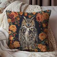 Horned Owl Pillow | William Morris Botanical Accent Decor