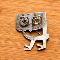 Charming Hand-Crafted Sterling Silver Owl Brooch Pin | "Whooos Your Love" by Stousland | 1