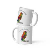 just a little gay owl mug, unique gay pride gift, 11 oz, 15 oz, and 20 oz, microwave and dishwasher 