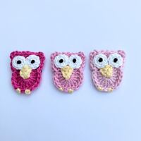 Crochet owls, Crochet applique, 3 small applique owls, cardmaking, scrapbooking, appliques, handmad