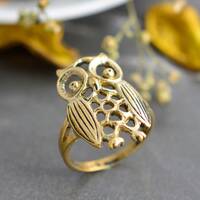 Brass Cut Out Owl Ring: Handmade Boho Bird Jewelry