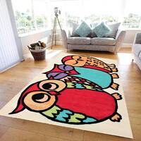 Hand Tufted Owl Family Woolen Rug, Perfect for Elevating the Look of Your Playroom, Kids Room. Livin