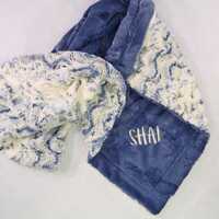 Plush Blue Snowy Owl Minky Throw Blanket, Luxe Personalized Blanket for Babies, Kids and Adults